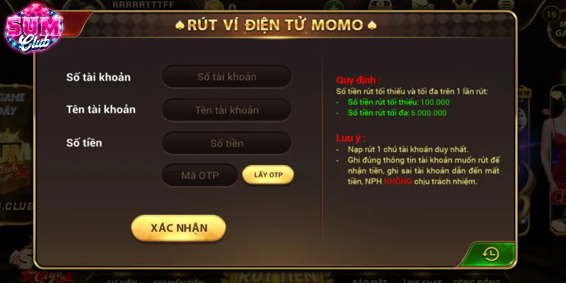 Ví điện tử Momo là giao dịch rút tiền đơn giản tại SUMCLUB Ví điện tử Momo là giao dịch rút tiền đơn giản tại SUMCLUB